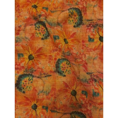 Cotton Rayon Bali Orange Print