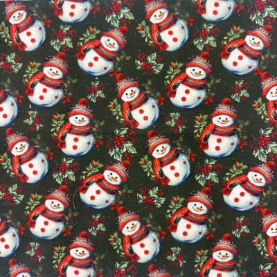 Snowman Snuggles digitally printed polycotton