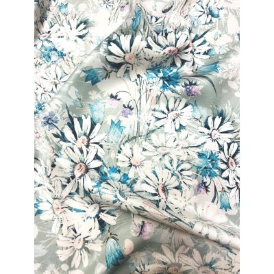 Polyester Spandex Digital Print White Floral