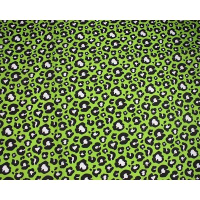 Polycotton, Green with Black and White Print