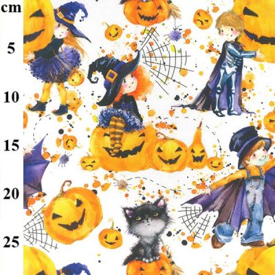 Witch with Pumkins 100% Digital printed Cotton