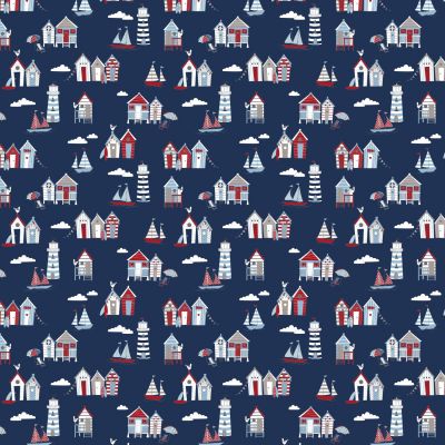 Happy Days Navy Polycotton