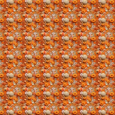 3D Pumpkin Meadow Polycotton