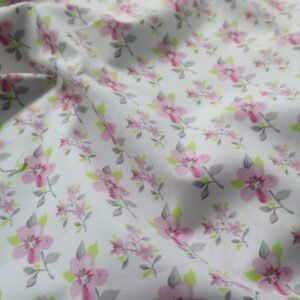 Riley Blake, White and Pink Floral Cotton