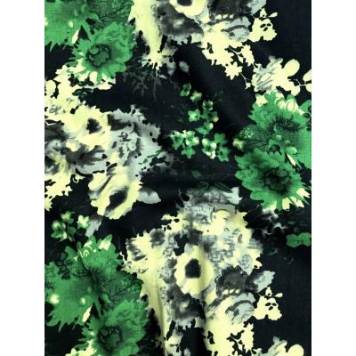 Linen Rayon Green Floral