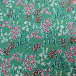 Riley Blake, Green and Pink Floral Cotton