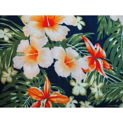 Viscose, Navy Floral Print