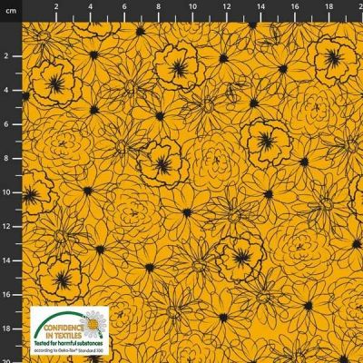 Flower Sketches Yellow Cotton