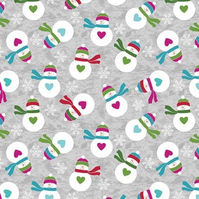 Stof My Hearts Belongs to Christmas Grey with Snowmen Cotton
