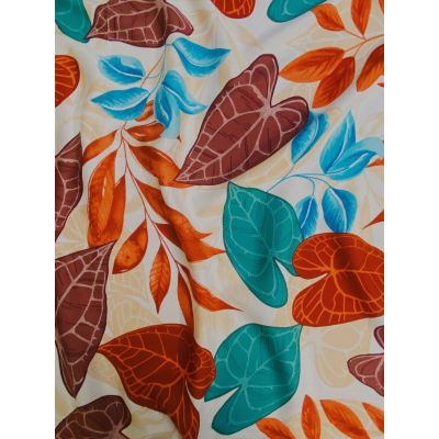 Rayon St Topaz White Mixed Leaves