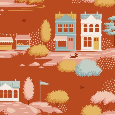 Tilda Village Life Village Rust Cotton