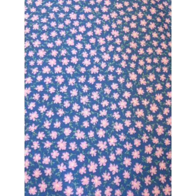 Polycotton, Royal Blue with Pink Daisy