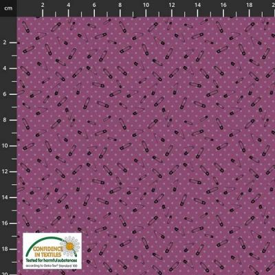 Sew sew sew It Purple Safety Pin Cotton
