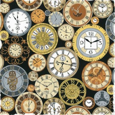 Victorian Vintage Clocks Cotton