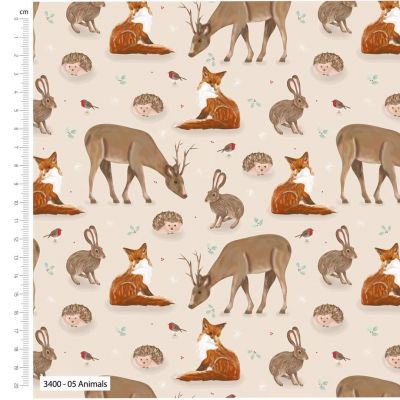 WOODLAND ANIMALS 100% Cotton