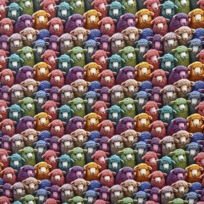 3d Polycotton digitally printed Sheep Multi