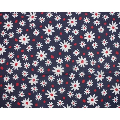 Polycotton Blue with White Daisy