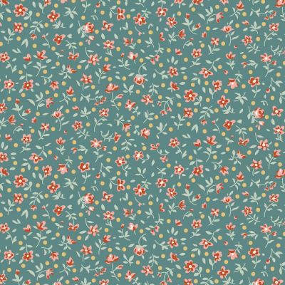 Tilda Village Life Mae Teal Cotton