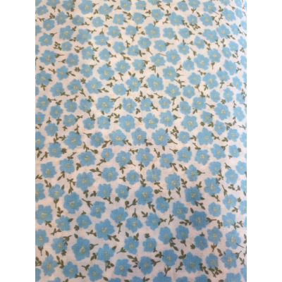 Polycotton, White with Blue Daisy