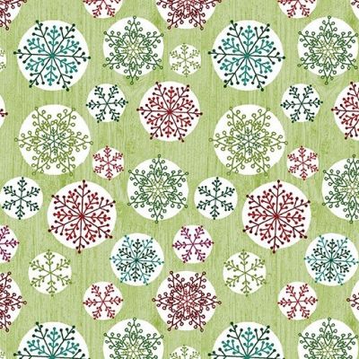 Stof My Hearts Belongs to Christmas Green with Snowflake Cotton