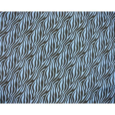 Polycotton Zebra Strip on Blue