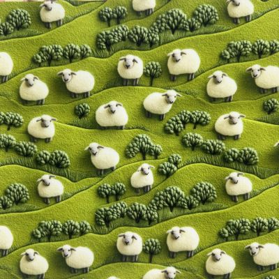 Meadow Sheep digitally printed polycotton
