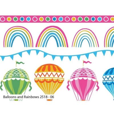 Hot Air Balloons, Balloons and Rainbows Cotton