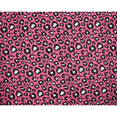 Polycotton, Pink with Black and White animal print