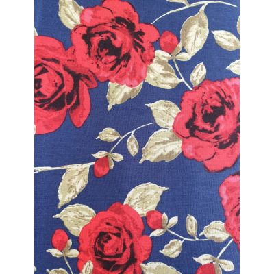 Blue & Red Rose Cotton