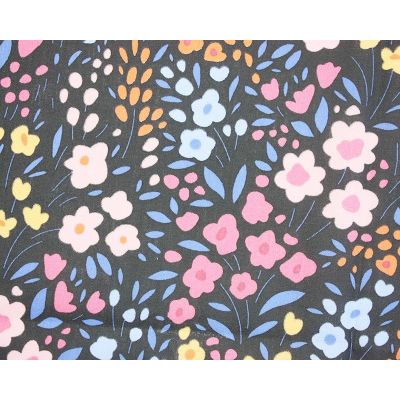 Polycotton Black with Pink Daisy