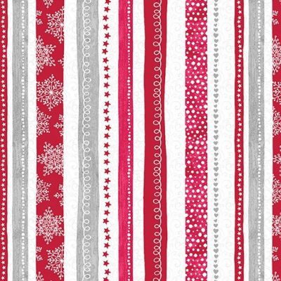 Stof My Hearts Belongs to Christmas White/Red Strip Cotton