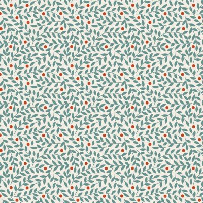 Tilda Village Life Lillian Teal Cotton