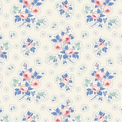 Tilda Something Blue Fabric First Kiss Cream