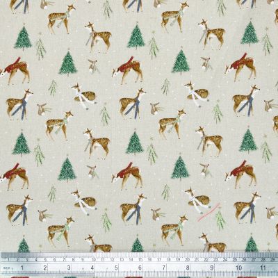 Winter Deer's, Natural Cotton Panama