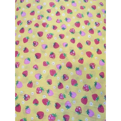 Polycotton, Yellow with Strawberry