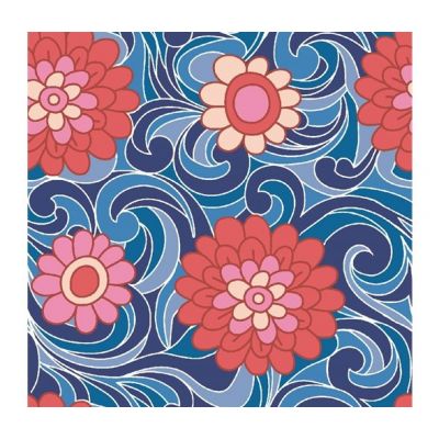 Liberty Carnaby Carnation Carnival Blue & Red Cotton