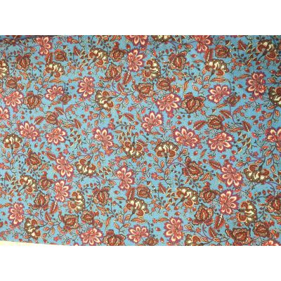 Viscose, Blue and Red Floral
