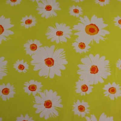 Polycotton, Lime Green with White Flower