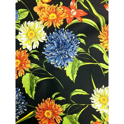 Cotton Sateen Navy Floral