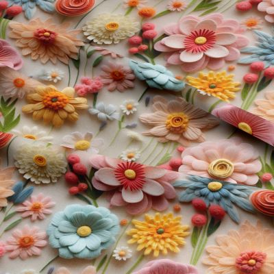 3d Embroidered Flowers Cotton