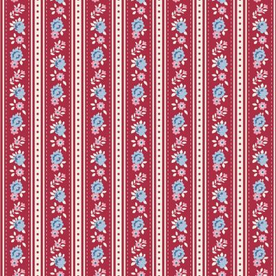 Tilda Village Life Agnes Burgundy Cotton