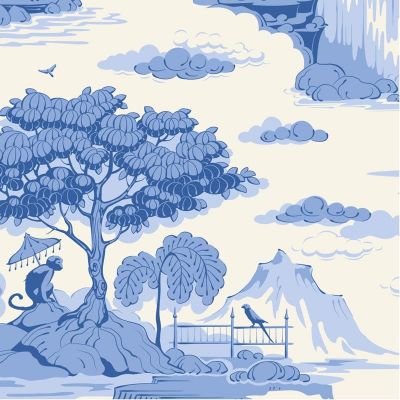 Tilda Something Blue Fabric Cottonview Cream