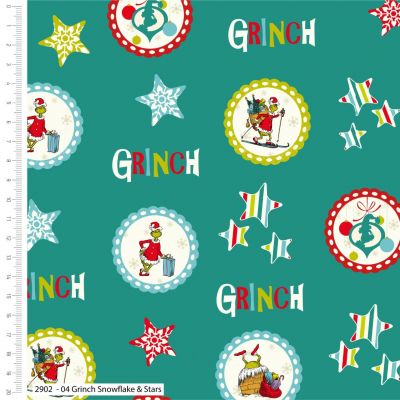 Grinch Snowflake and Stars Cotton