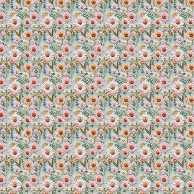3D Pastel Daisies polycotton