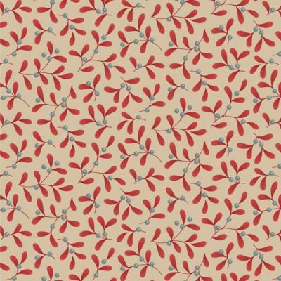 Tilda Merry Little Christmas Mistletoe Red Cotton