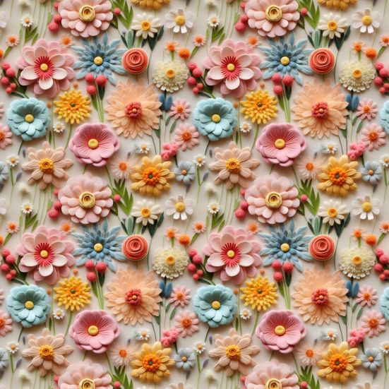 3d Embroidered Flowers Cotton
