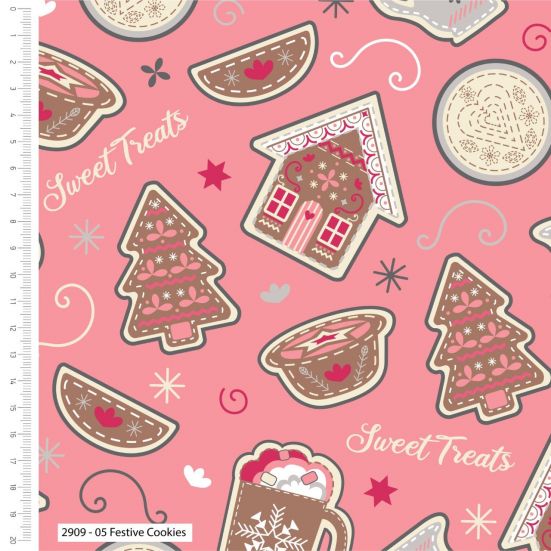 Festive Cookies Pink Cotton