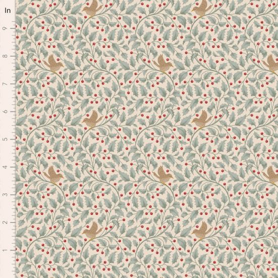 Tilda Merry Little Christmas Holly Duck Egg Cotton