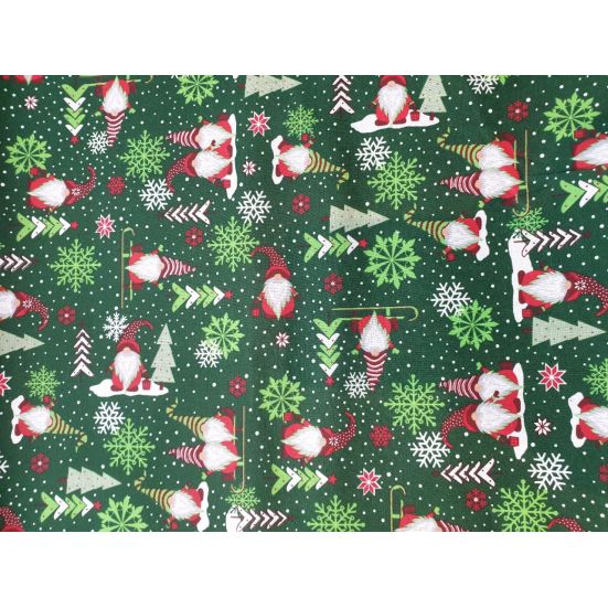 christmas gnome cotton green