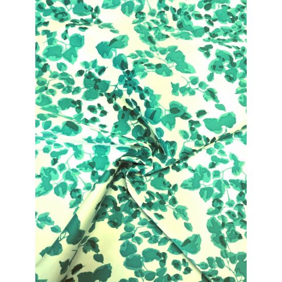 Jardin Cotton Sateen Leaves Green and White
